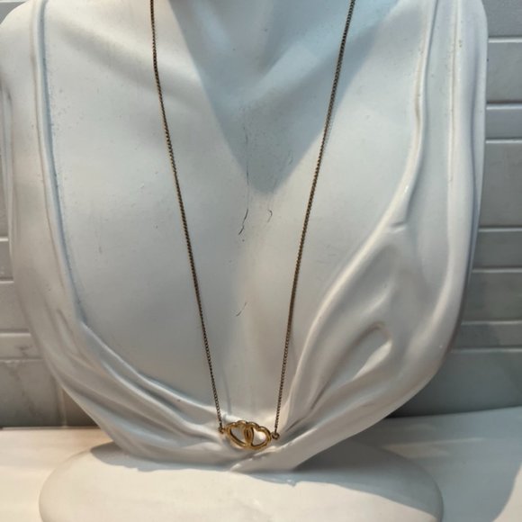Vintage gold filled sterling double heart pendant necklace collier - Picture 8 of 9